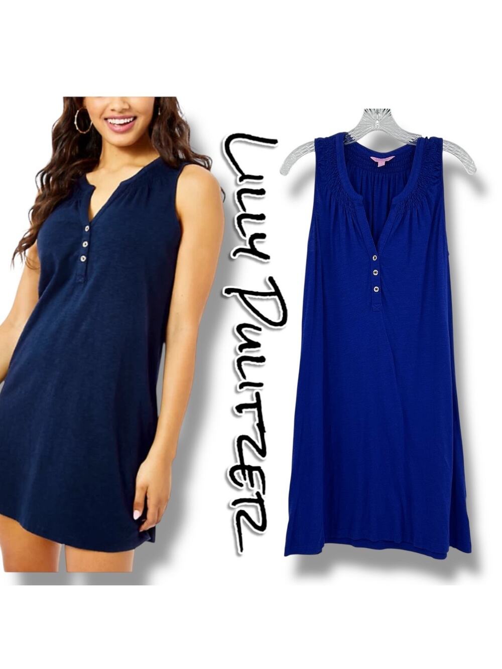 Lilly Pulitzer Essie Sleeveless Dress True Navy Resort Beach Womens Size Small